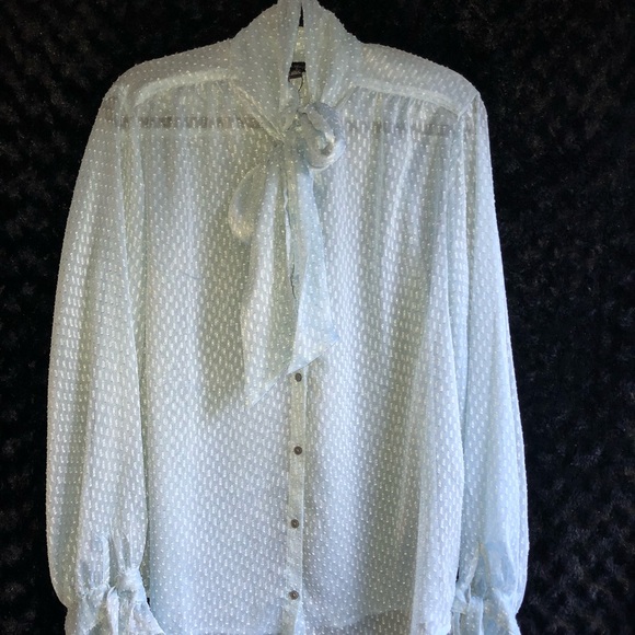 Banana Republic Dillon Sheer Clip Dot NeckTie Top - Picture 5 of 6